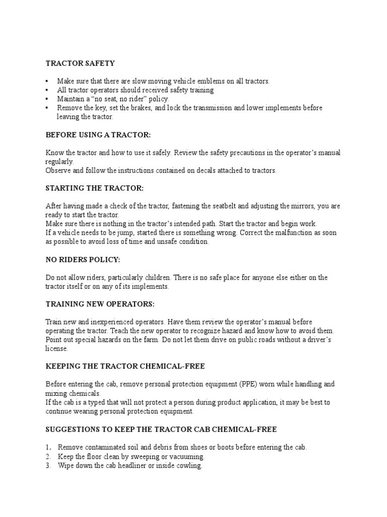 Tractor Safety | PDF | Tractor | Vehicles