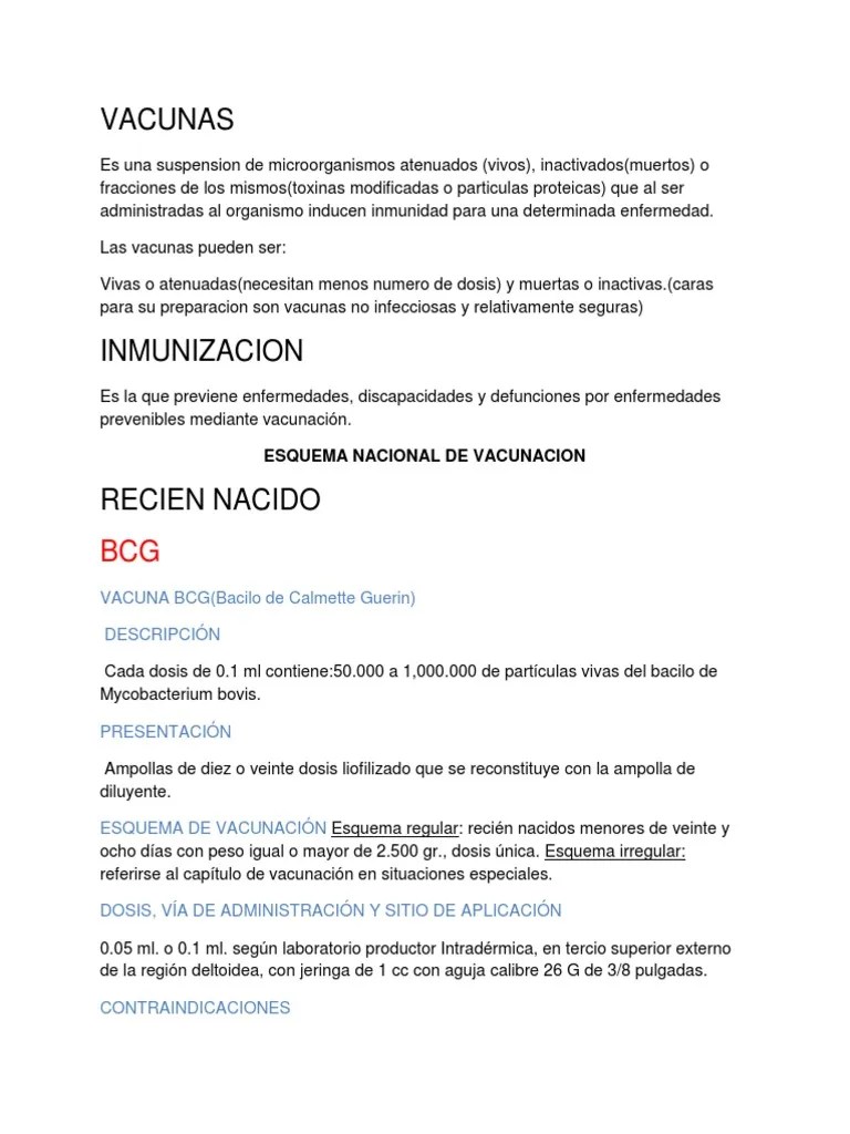 Esquema De Vacunacion Nacional (Esa) | PDF | Vacunas | Vacunación