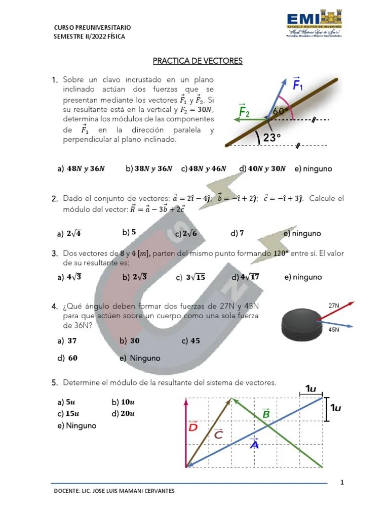 01 Practica De Vectores | PDF | Vector Euclidiano | Triángulo
