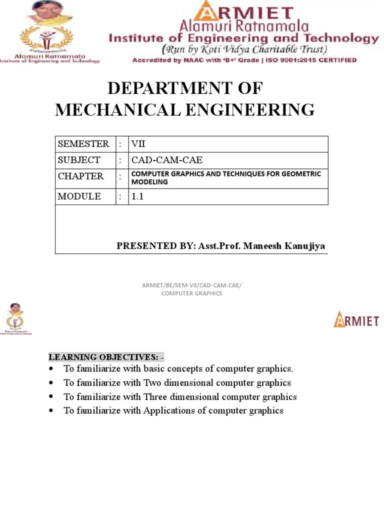 Sub-Module 1.1 - Introduction Of Computer Graphics | PDF | Computer Aided Design | 3 D Computer ...