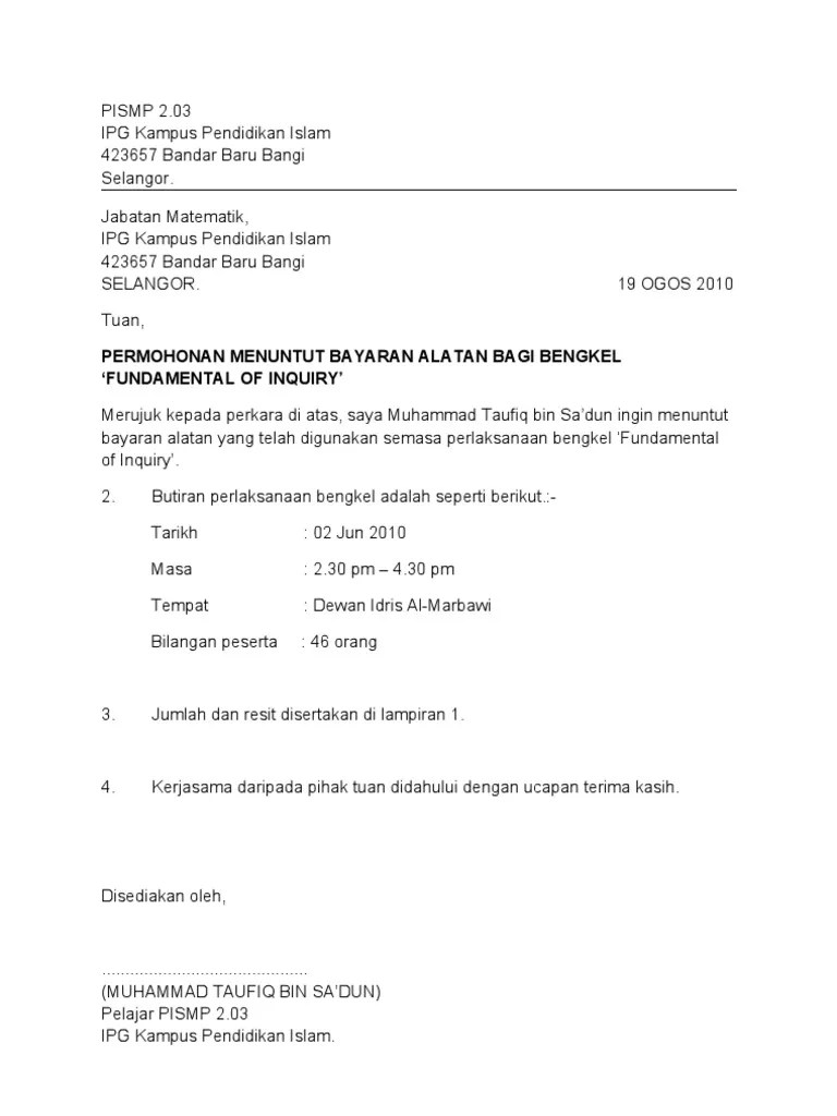 Contoh surat permohonan ganti rugi . Surat Tuntutan Bayaran Pdf