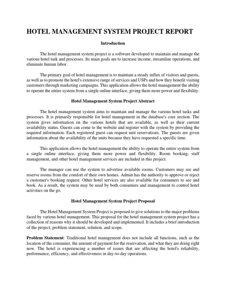 Hotel Management System Project Report | PDF | Databases | Use Case
