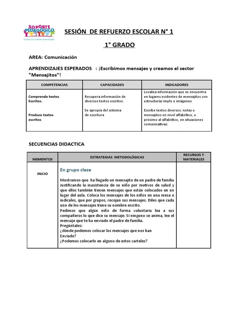Sesión De Aprendizaje - 1 | PDF | Cognición