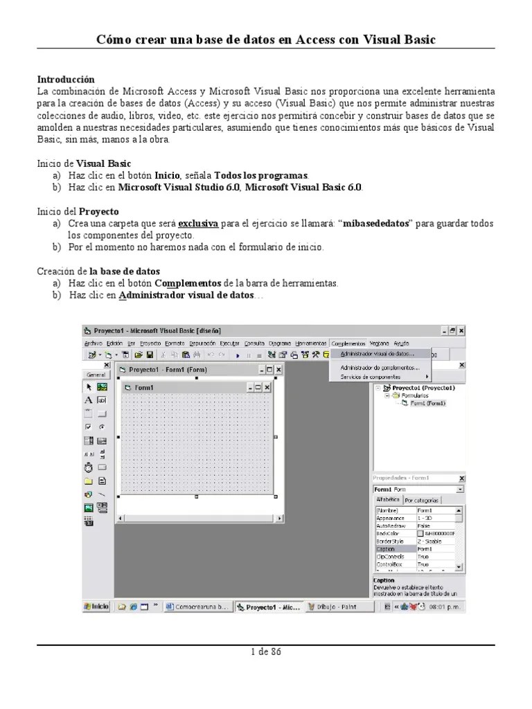 Ejemplo De Como Crear Una Base De Datos Con Visual Basic | Descargar Gratis PDF | Point And ...