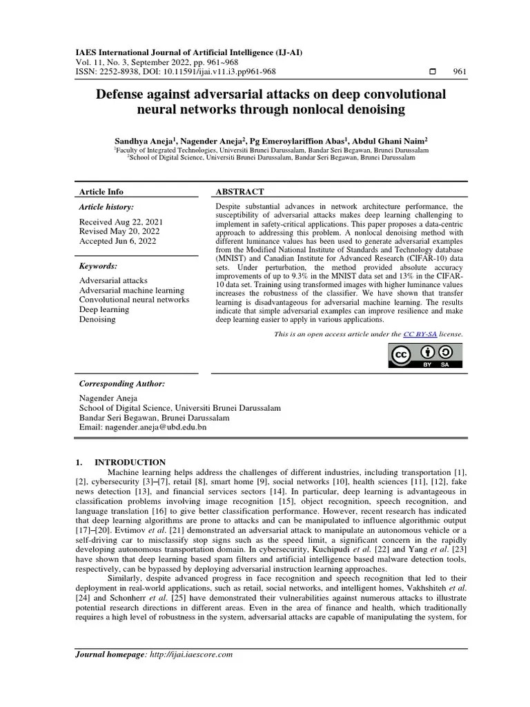 Defense Against Adversarial Attacks On Deep Convolutional Neural Networks Through Nonlocal ...