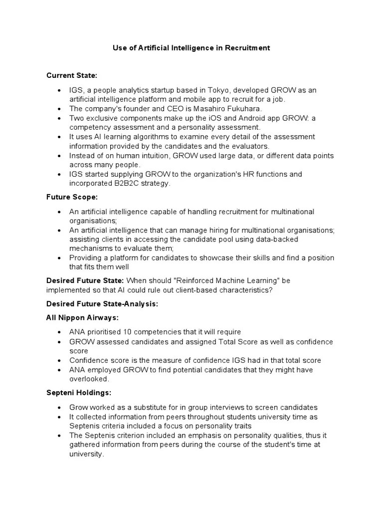 Use Of Artificial Intelligence In Recruitment | PDF | Artificial ...