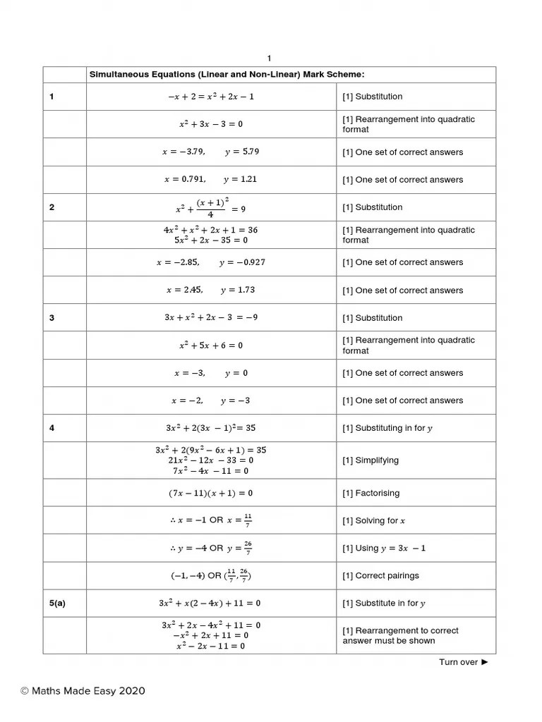 Solving Simultaneous Equations: A Step-by-Step Guide To Linear And Non ...