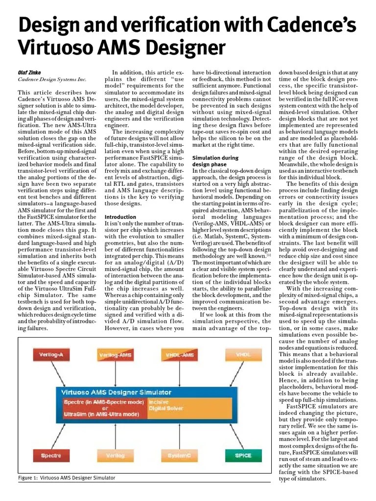 Design And Verification With Cadence's AMS Designer - 10.1.1.135.9161 ...