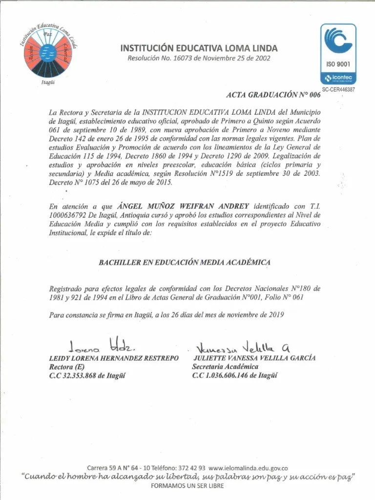 Acta De Graduación | PDF