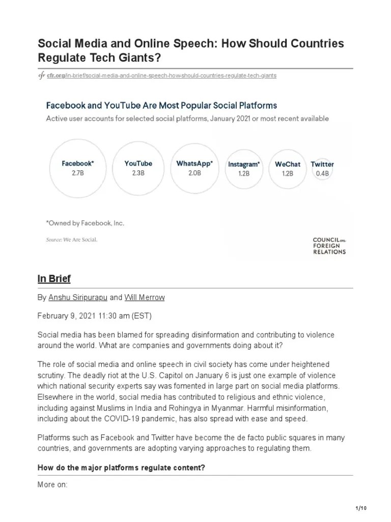 Regulating Harmful Online Speech: Approaches From Around The World ...