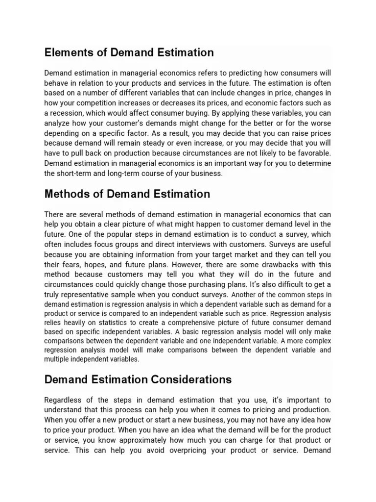 Elements Of Demand Estimation | PDF | Regression Analysis | Dependent And Independent Variables