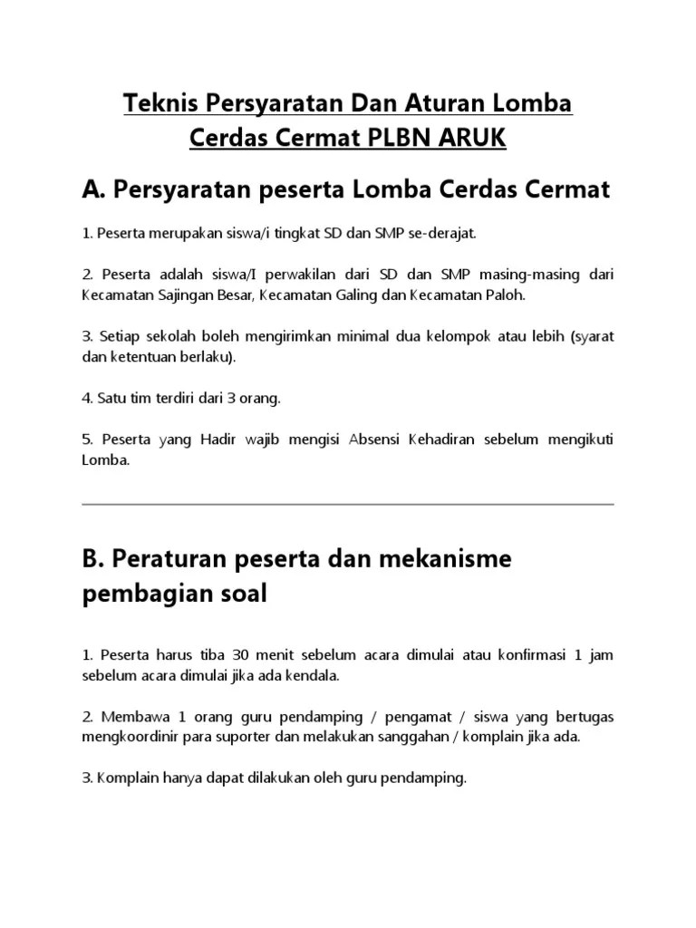 Teknis Lomba Cerdas Cermat | PDF