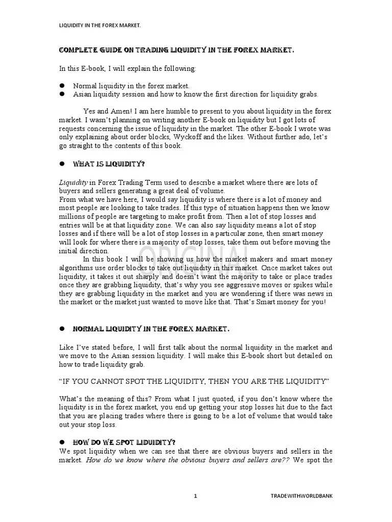 Liquidity In The Forex Market | PDF | Market Liquidity | Foreign Exchange Market