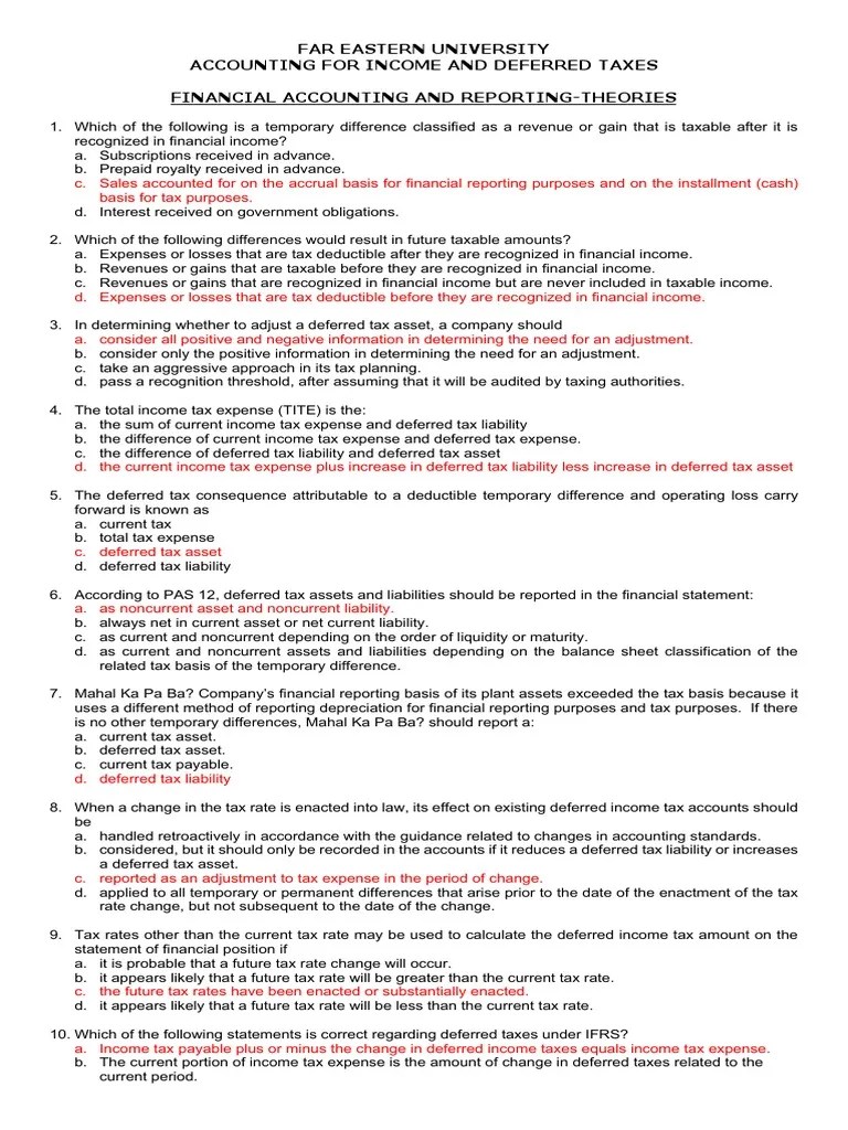 FAR05 - Accounting For Income And Deferred Taxes | PDF | Deferred Tax | Tax Expense