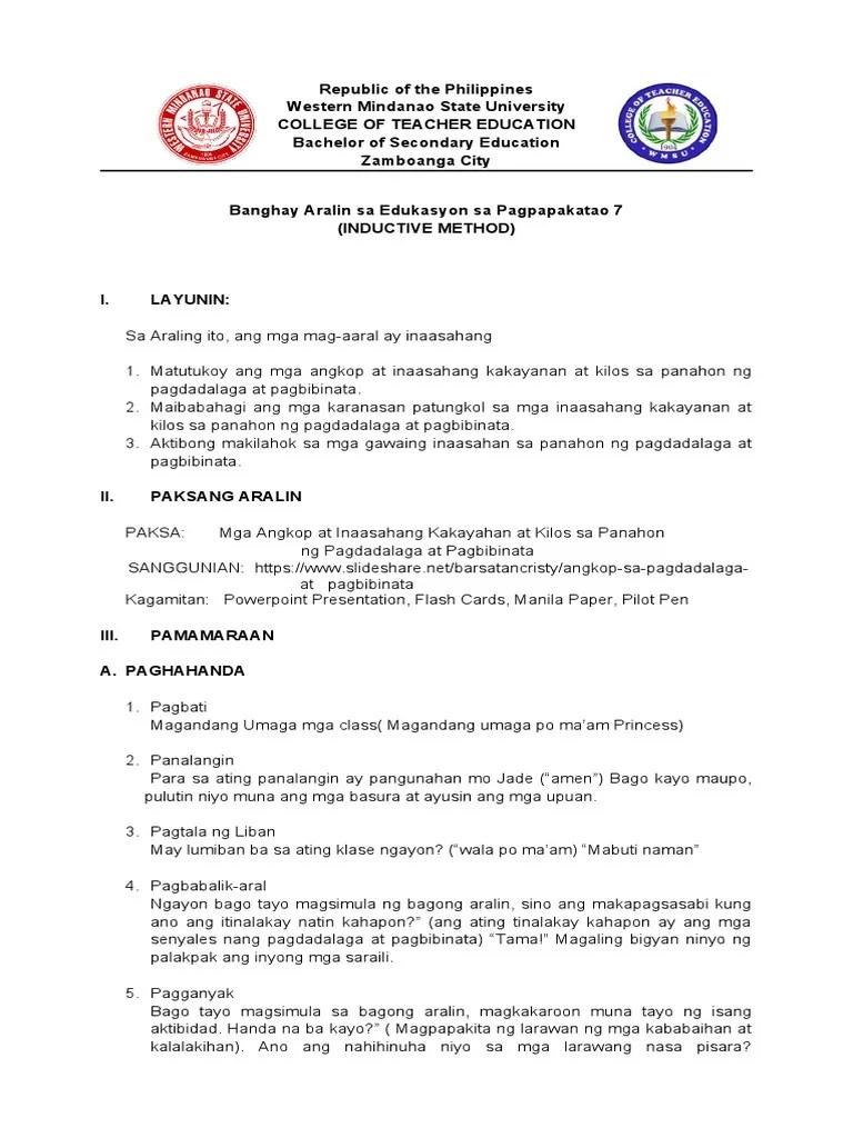 Lesson Plan Inductive Method | PDF