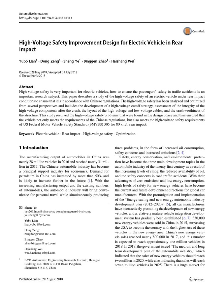 High-Voltage Safety Improvement Design For Electri | PDF | High Voltage | Airbag