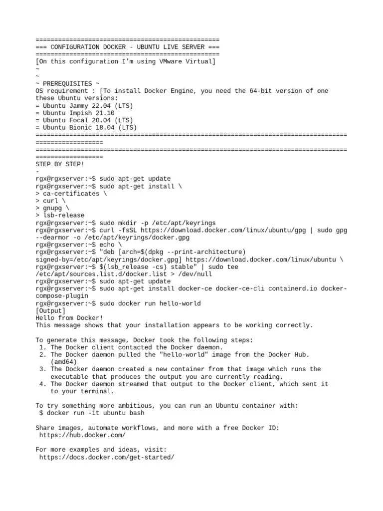 Installation Docker - Ubuntu | PDF