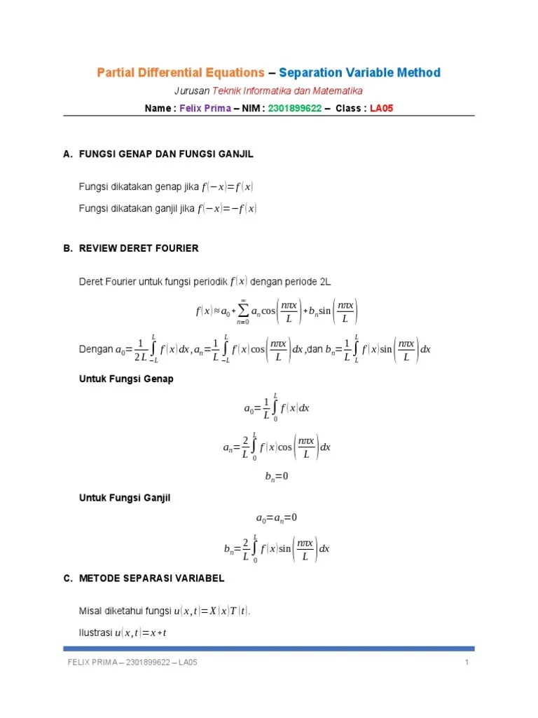 (M-4) Partial Differential Equations - Separation Variable Method | PDF