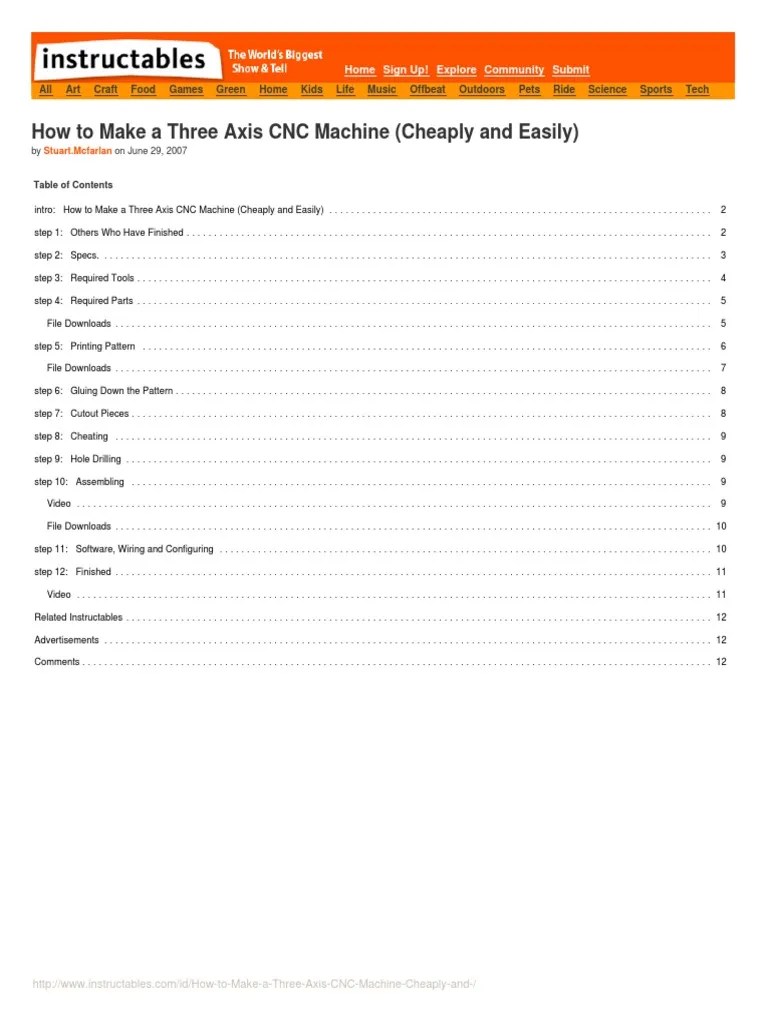 How To Make A Three Axis CNC Machine (Cheaply And Easily) | PDF | Screw ...