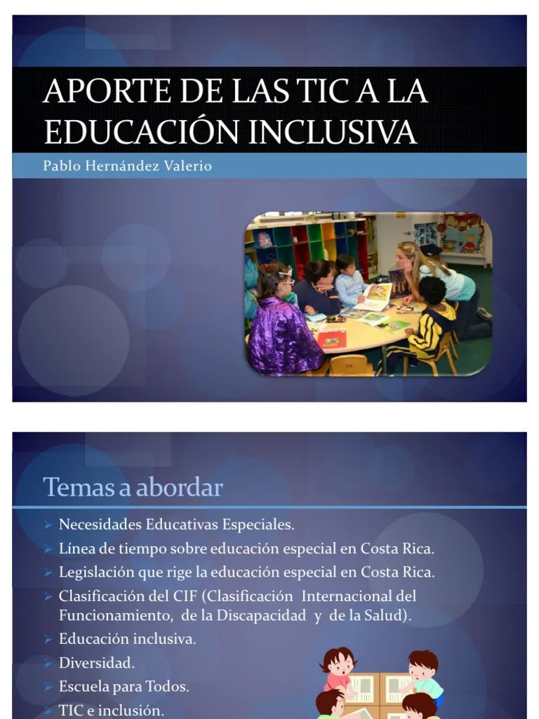 Aporte De Las TIC A La Educación Inclusiva | PDF | Educación Especial ...