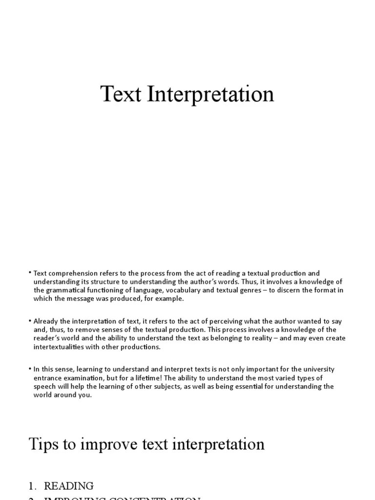 Text Interpretation | PDF | Reading Comprehension | Cognition