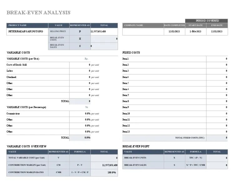 Break-Even Analysis: Variable Costs Fixed Costs | PDF | Management Accounting | Production And ...