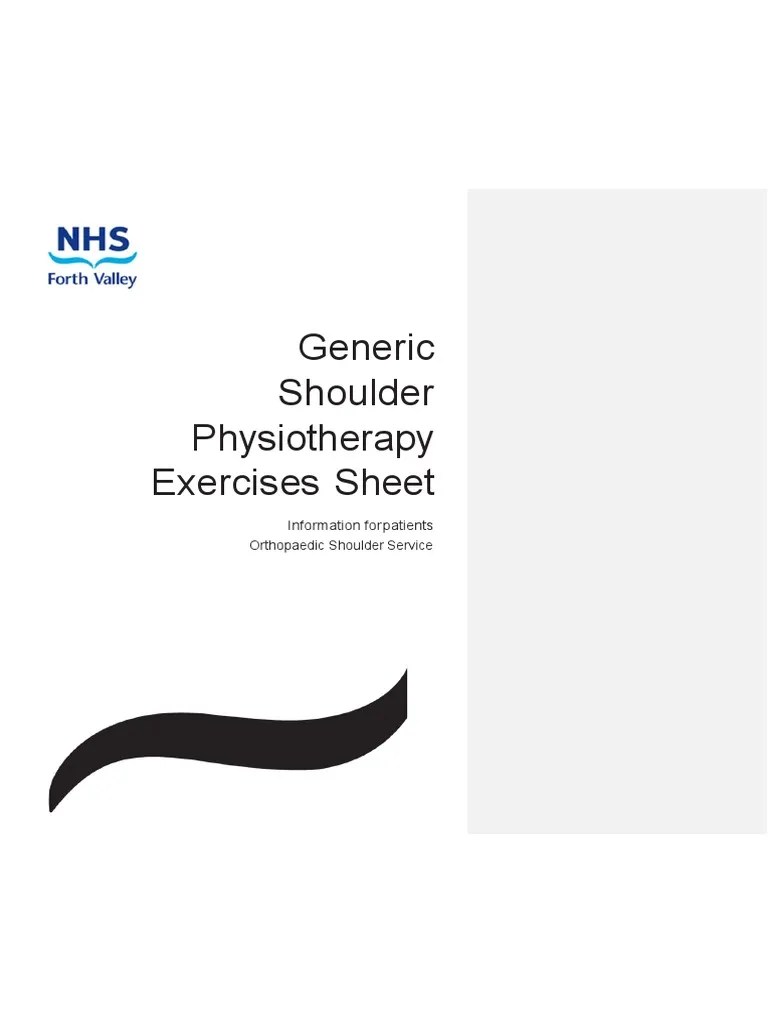 Generic Shoulder Physiotherapy Exercises Sheet: Information For ...