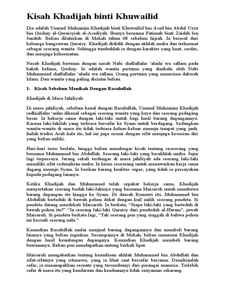 Kisah Khadijah Binti Khuwailid | PDF