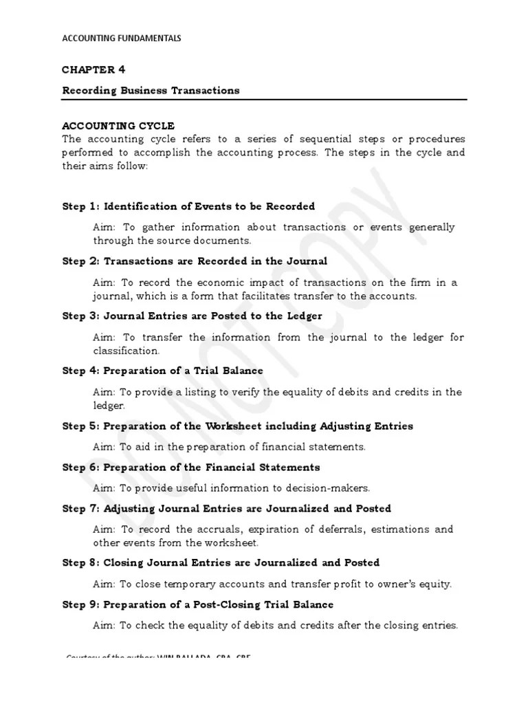 CHAPTER 4 Recording Business Transactions (Module) | PDF | Debits And ...