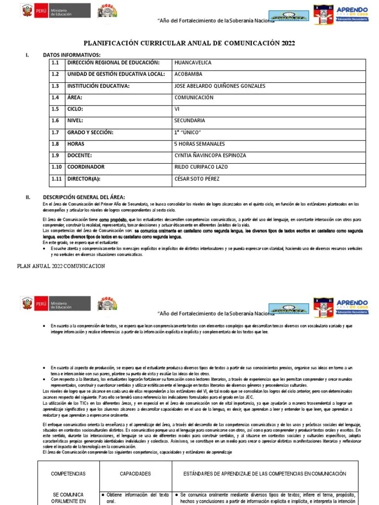 Programacion Anual Comunicacion 1° Imprimir | PDF | Sustentabilidad ...