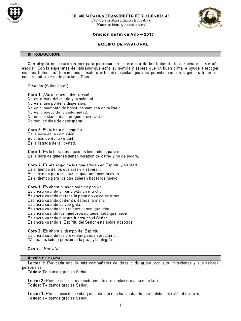 Oración De Final Del Curso | PDF | Oración