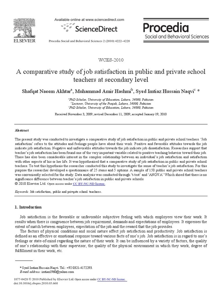 Job Satisfaction Of School Teachers | PDF | Job Satisfaction | Motivational