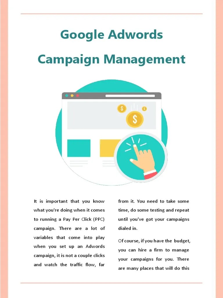 Google Adwords Campaign Management | PDF | Mass Media | Market (Economics)