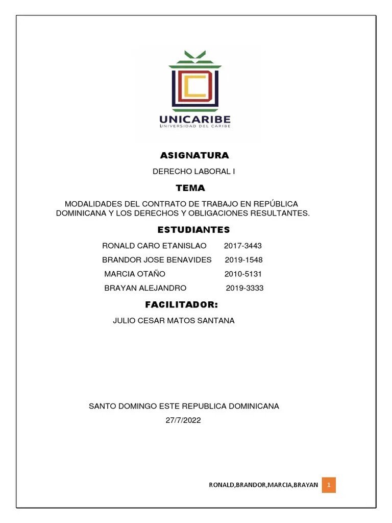 Trabajo Final Derecho Laboral 1 | PDF | República Dominicana | Salario