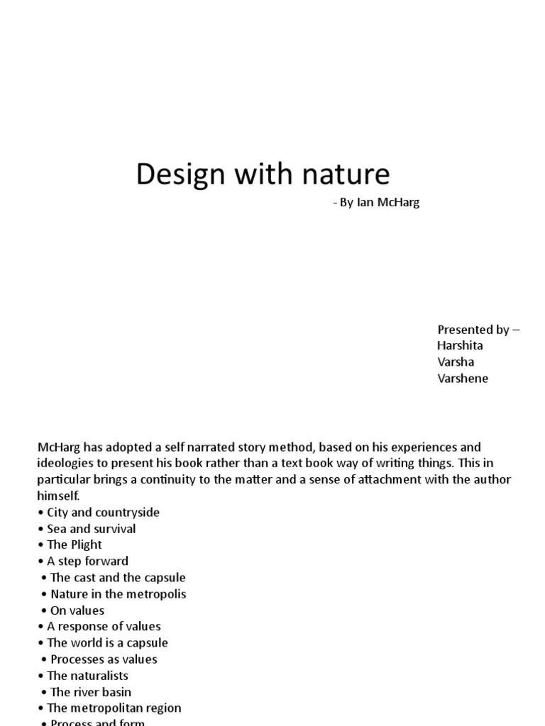 Design With Nature: - By Ian Mcharg | PDF | Nature | Natural Environment