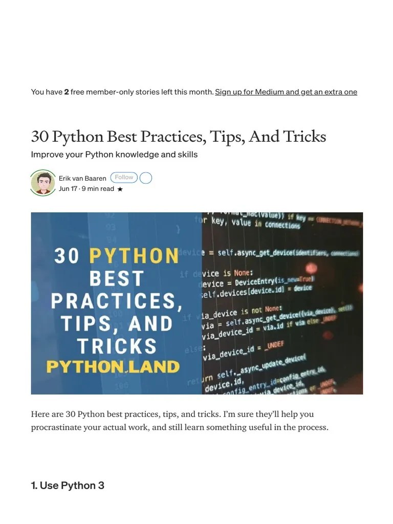 30 Python Best Practices, Tips, And Tricks By Erik Van Baaren Python ...