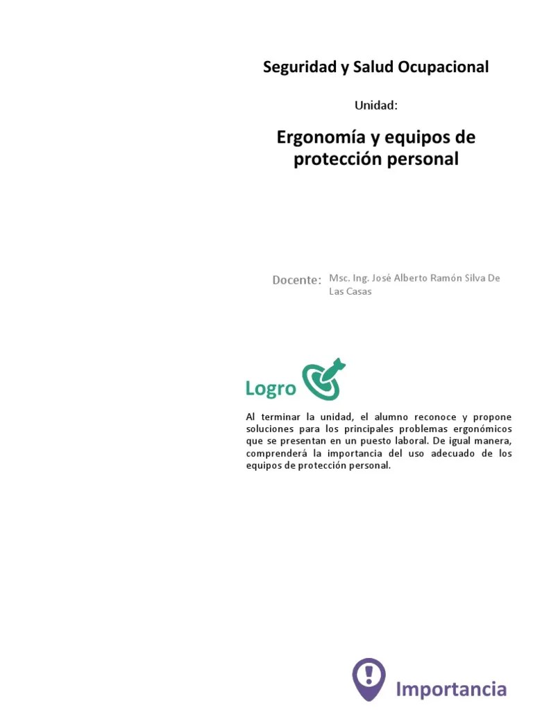 U3 - Ergonomía Y Equipos De Protección Personal | PDF | Factores Humanos Y Ergonomía | Antropometría