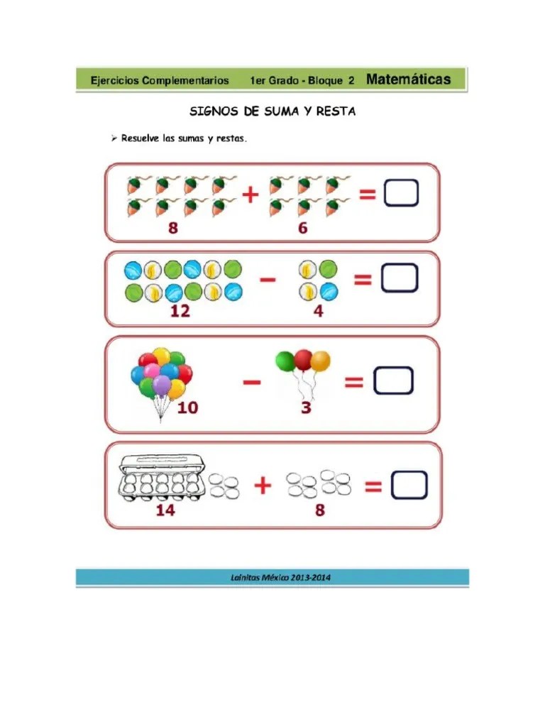 Sumas Y Restas Para Primero | PDF