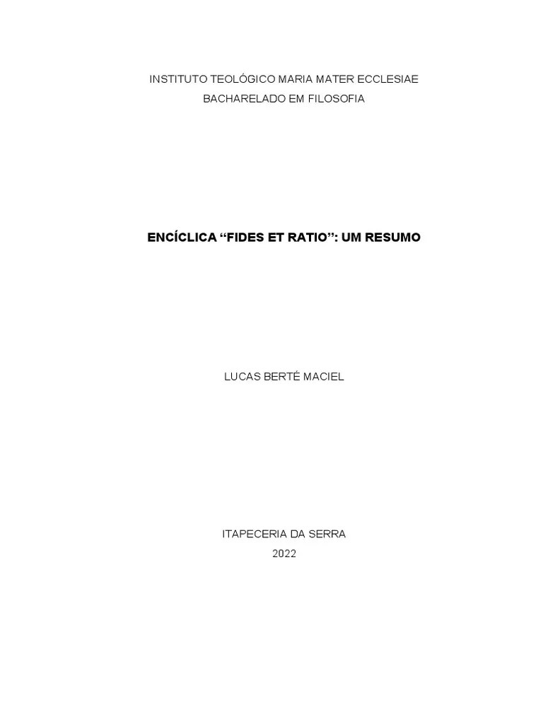 Fides Et Ratio - Resumo | PDF | Fé | Revelação