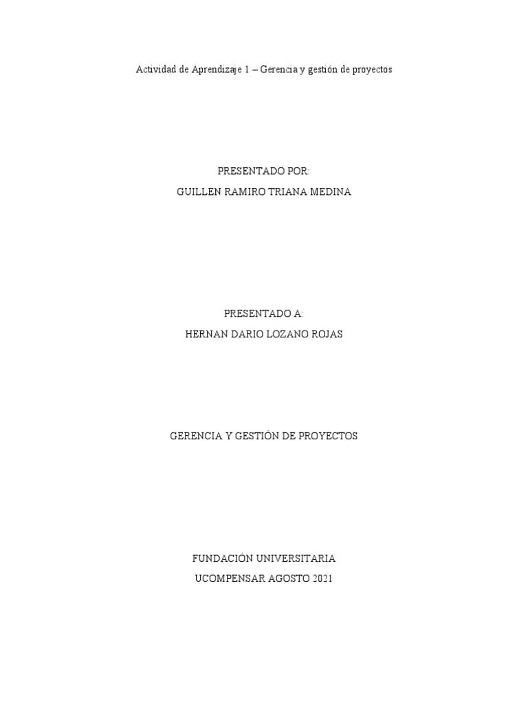 Gerencia Y Gestion De Proyectos Actividad 1 PDF | PDF | Agricultura ...