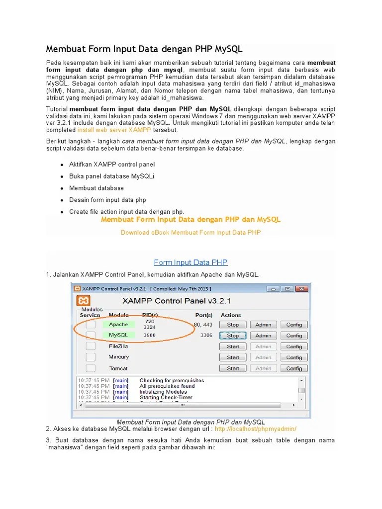 Membuat Form Input Data Dengan PHP MySQL | PDF | Komputer