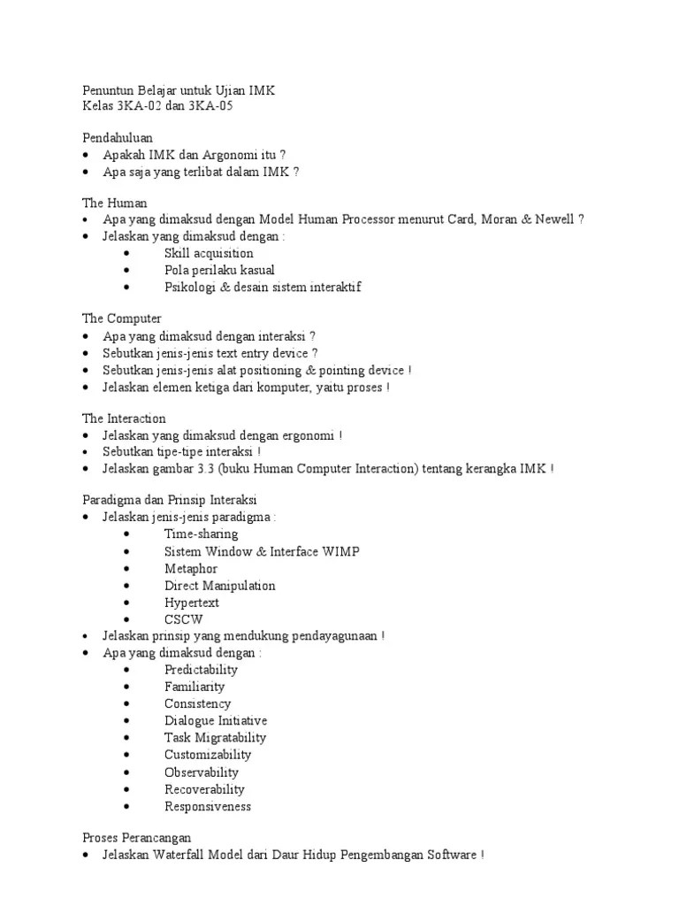 Bahan Ujian Utama IMK | PDF