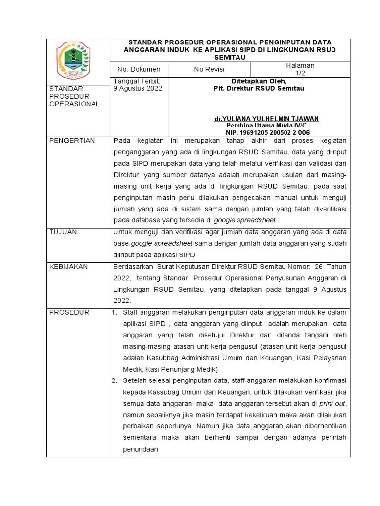 Sistem Dan Prosedur Penginputan Data Anggaran Induk Ke Aplikasi Sipd Di ...