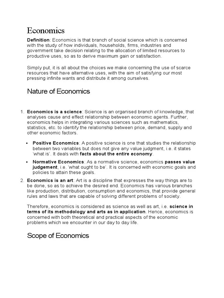 Nature And Scope Of Economics | PDF | Economics | Macroeconomics