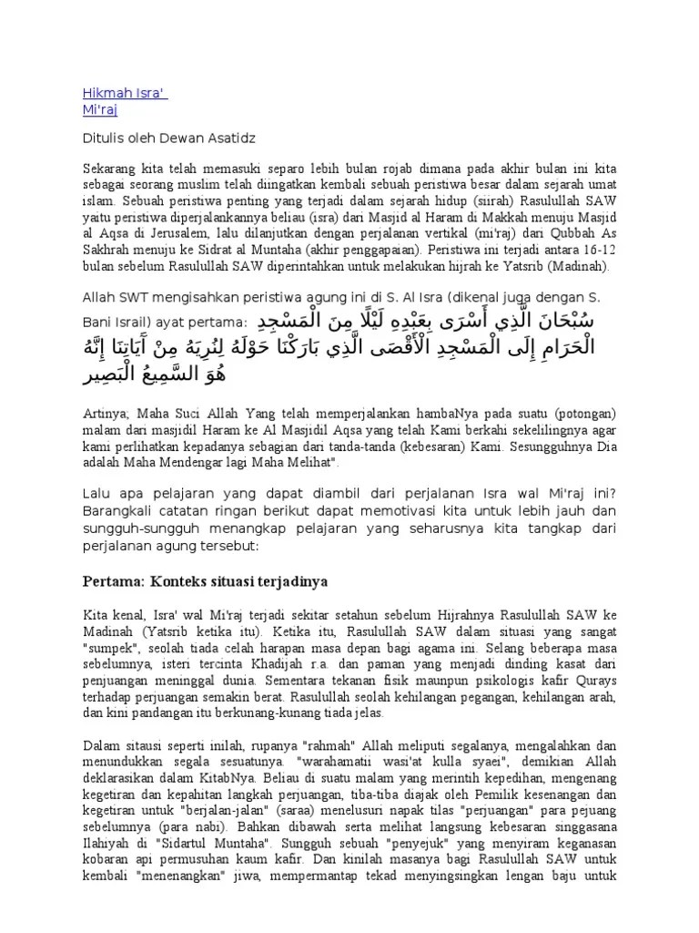 Hadits Pendek Tentang Isra Miraj Nusagates Hari Jumat tergolong unik dalam Islam.
