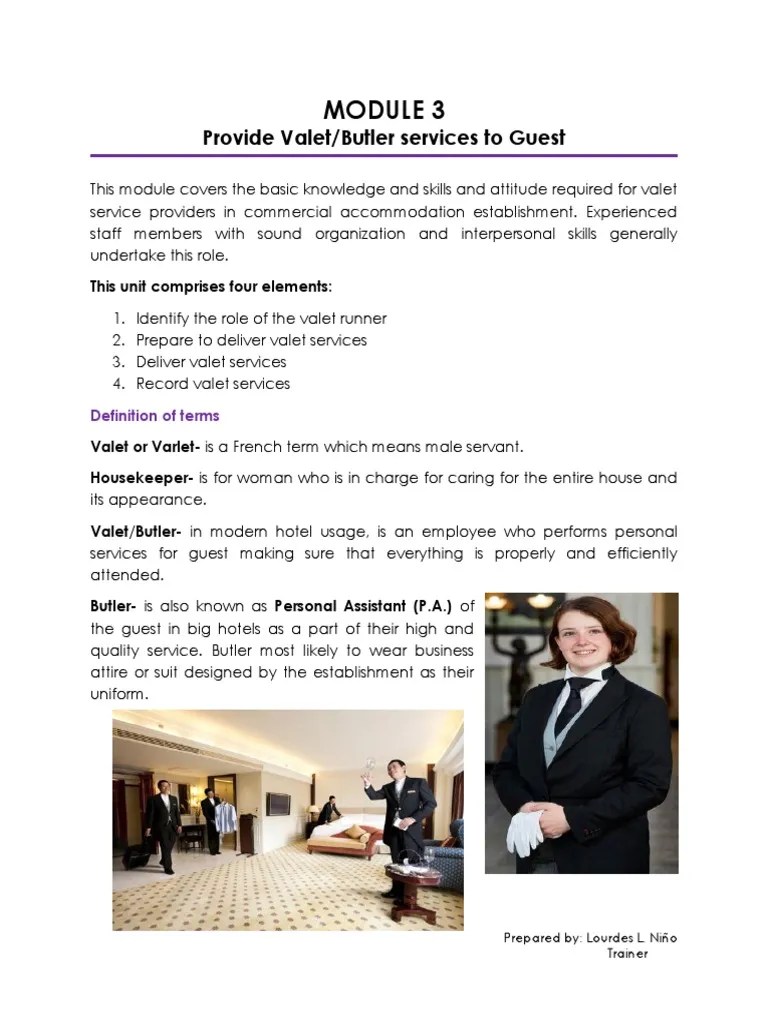 Module 3 - Provide Valet Or Butler Services To Guest | PDF | Communication