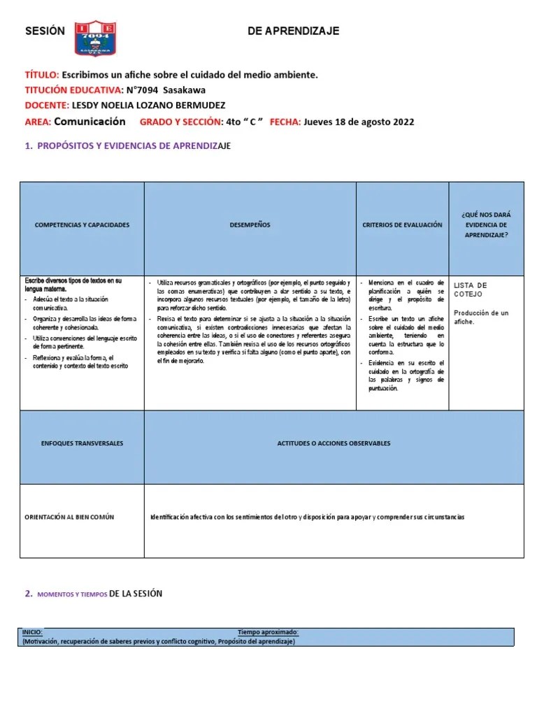 Escribir Un Afiche Cuidado Del Medio Ambiente | PDF | Evaluación ...
