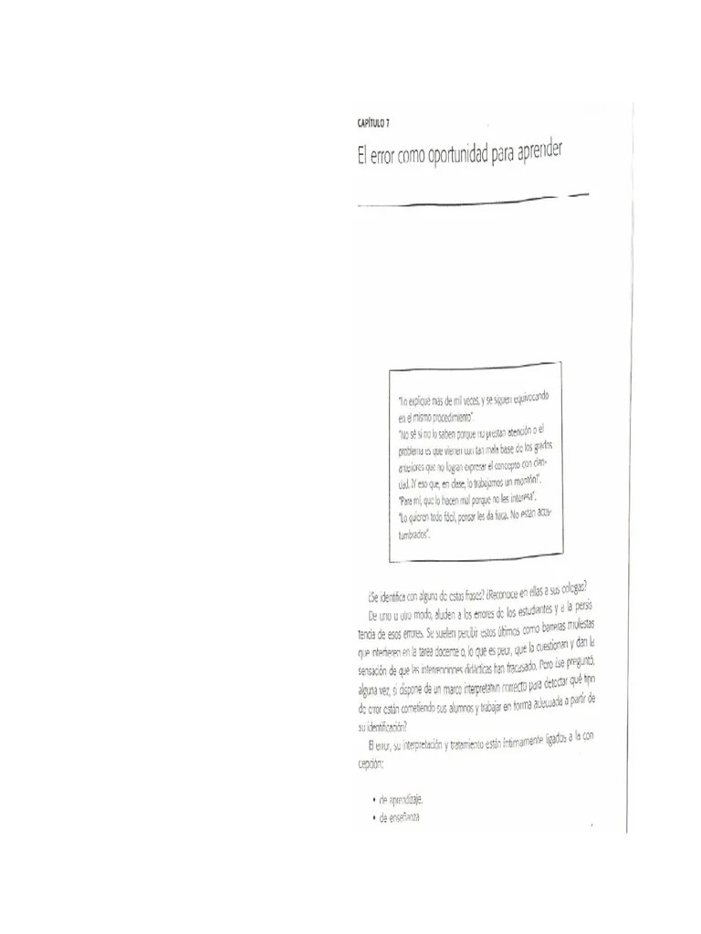 Capitulo 7 El Error Como Oportunidad Para Aprender | PDF