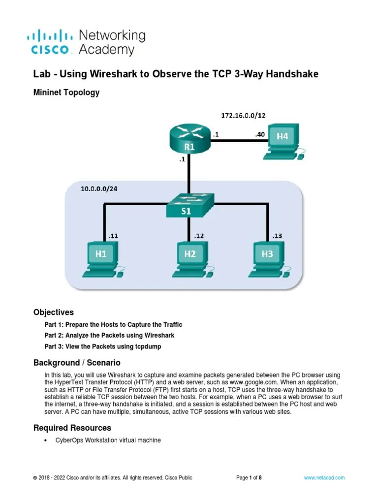 Using Wireshark To Observe The TCP 3-Way Handshake | PDF | Transmission ...