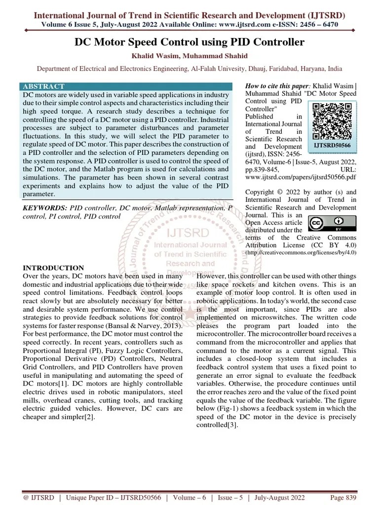 DC Motor Speed Control Using PID Controller | PDF | Control Theory ...
